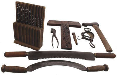 Assorted Makers: Lot Of Early Type Leather Wkg. Tool