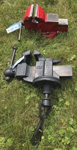 Unmarked: Two Cast Iron Bench Vises