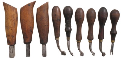 Assorted Makers: Lot Of Early Type Leather Tools
