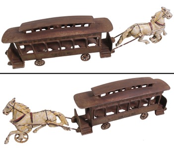 Wilkins Toy Company, Keene, New Hampshire: "Broadway Car Line Horse Drawn Trolley