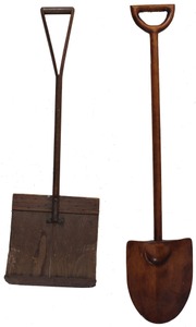 Unmarked: Two Early Wooden Shovels