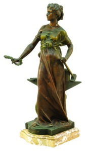 J.b. Germain: Hollow Cast Bronze Figure Of Industrie"
