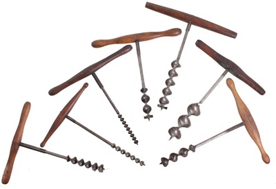 Assorted Makers: Stepped Set Of 7 "T" Auger Handles