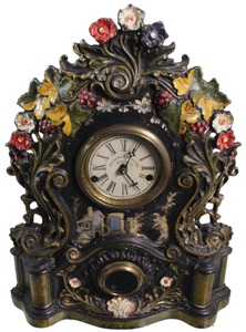 Ter Hune & Edwards, New York, New York: Rare Cast Iron Face Shelf Clock