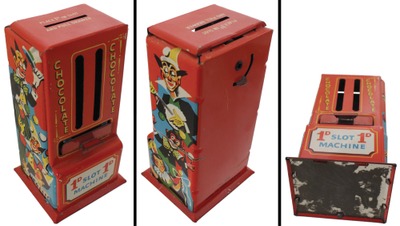 Unmarked, No. G590: Extra Clean Tin Toy "Slot Machine" Bank