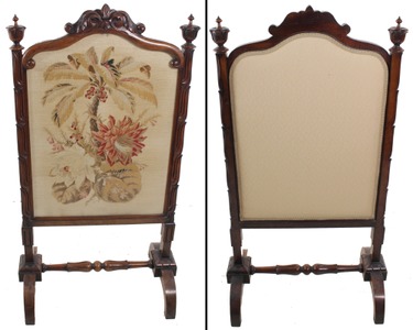 Unmarked: Carved Walnut Fireplace Screen