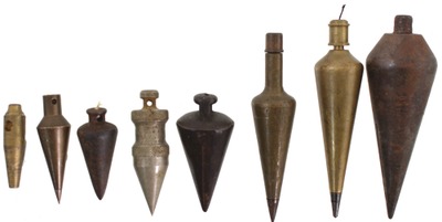 Unmarked: Lot Of Eight Brass & Iron Plumb Bobs