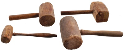Unmarked: Wkg. Set Of Four Carpenters' Mallets