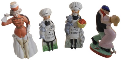 Schafer & Vater, Volkstedt Rudolstadt, Thuringia, Germany: Four Early 20th C. Ceramic Flasks