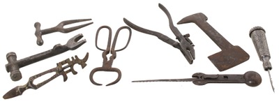 Assorted Makers: Lot Of Unus. Cast & Forged Iron Tools