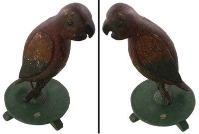 Unmarked: Early Hand Painted Wooden Parrot