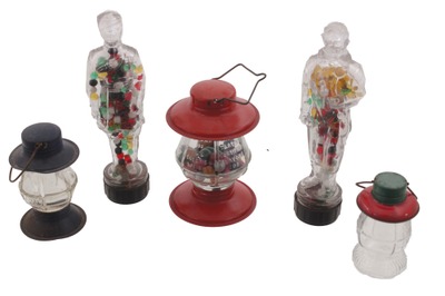 Assorted Makers: Lot Of Five Glass Candy Containers