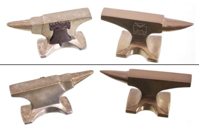 Assorted Makers: Two Miniature Brass Anvils