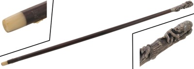 Keith Clair, Birmingham, England: Sterling Silver Head Walking Stick