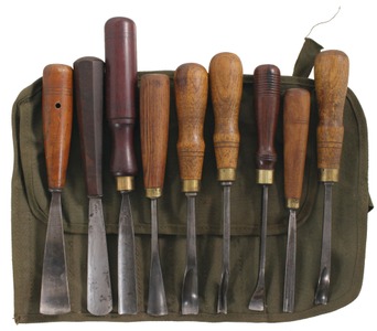 Assorted Makers: Wkg. Set Of Nine Clean Carving Tools