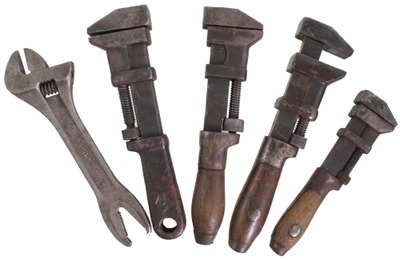 Assorted Makers: Three Wood Handle "Monkey" Wrenches
