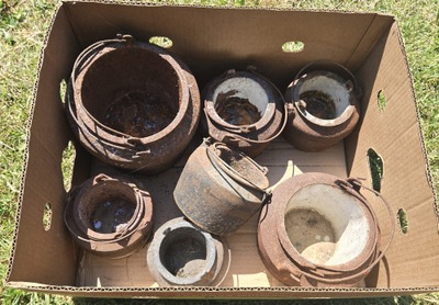 Unmarked: Lot Of Early Cast Iron Glue Pots