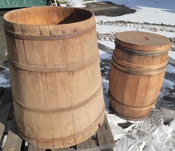 Unmarked: Two Early Wooden Barrels
