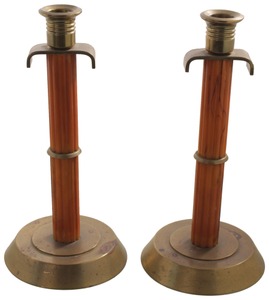 Unmarked: Pair Of Brass & Bakelite Candlestick