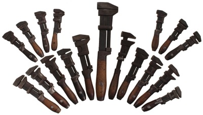 Assorted Makers: Lot Of Wood Hdl. "Monkey" Wrenches
