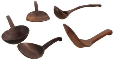 Unmarked: Five Early Hand Carved Dippers