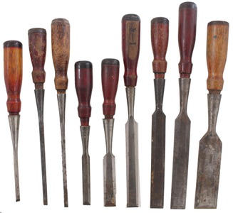 Assorted Makers: Two Partial Sets Of Stanley Red Hdl. Chisel