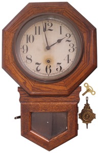 Sessions Clock Company, Forestville, Connecticut: 19th C. Octagon Frame Wall Clock