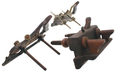 Assorted Makers: Three Metal & Wooden Plow Planes