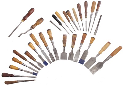 Assorted Makers: Lot Of Tang & Socket Gouges And Chisels