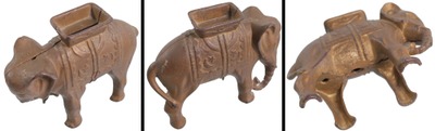 A.C. Williams Company, Chagrin Falls, Ohio: Cast Iron "Elephant With Howdah" " Still Bank"
