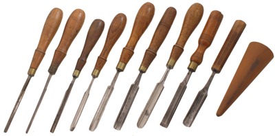 Assorted Makers: Lot Of Nine Clean English Mkr. Gouges