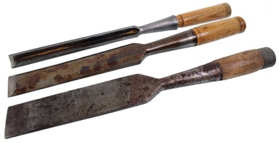 Assorted Makers: Three Heavy Socket Timber Framing Chisels