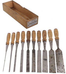 Peck, Stow & Wilcox Company, Southington, Connecticut: Partial Set Of Ten Beveldge Chisels