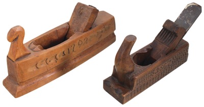 Unmarked: Two Carved European "Horn" Planes