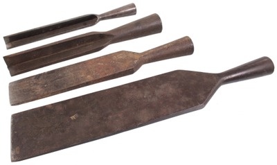 Assorted Makers: Four Unhandled Timbe Timber Framing Chisels