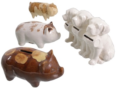 Assorted Makers: Four Ceramic Type Still Banks