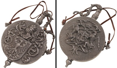 Unmarked: Ornate Cast Pewter Canteen