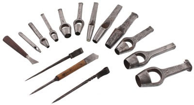 Unmarked: Working Set Of 11 Leather Arch Punches