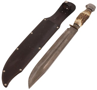 Gebrüder Bell Stahlwarenfabrik, Solingen, Germany: Stag Hdl. 10" Blade Bowie Knife