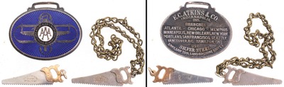 E.C. Atkins & Company, Indianapolis, Indiana: Promotional Blue Enamel Watch Fob