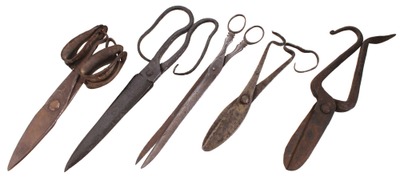 Assorted Makers: Five Pairs Of Hand Forged Shears