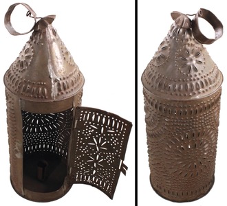 Unmarked: Early Pierced Tin Candle Lamp