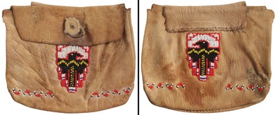 Unmarked: Native American Bead Decorated Leather Ba