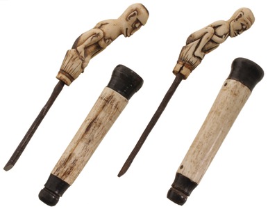 Unmarked: Two Interesting Carved Bone Chisels