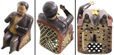 J. & E. Stevens & Company, Cromwell, Connecticut: "Tammany Bank" Mechanical Bank