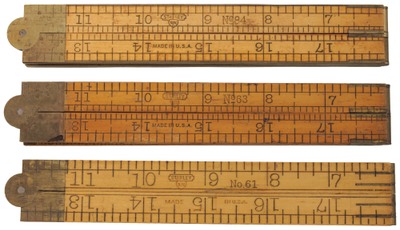 Assorted Makers: Three "Sweetheart" T.M. Folding Rules