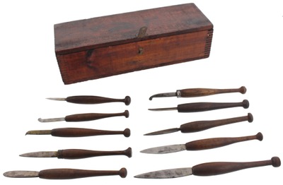 Assorted Makers: Set Of 11 Pewter Turning Tools