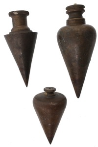 Assorted Makers: Three Early Brass Plumb Bobs