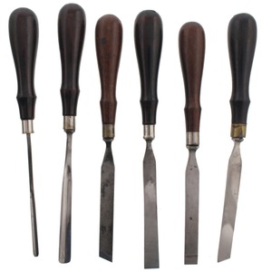 Millers Falls Company (Unmarked): Set Of Six R'wood Hdl. Carving Tools