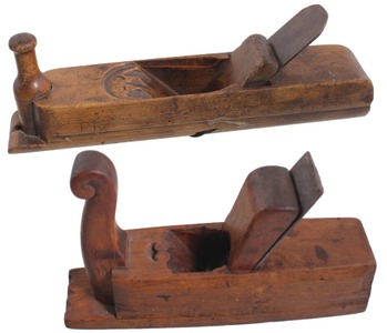 Unmarked: Two Carved European "Horn" Planes
